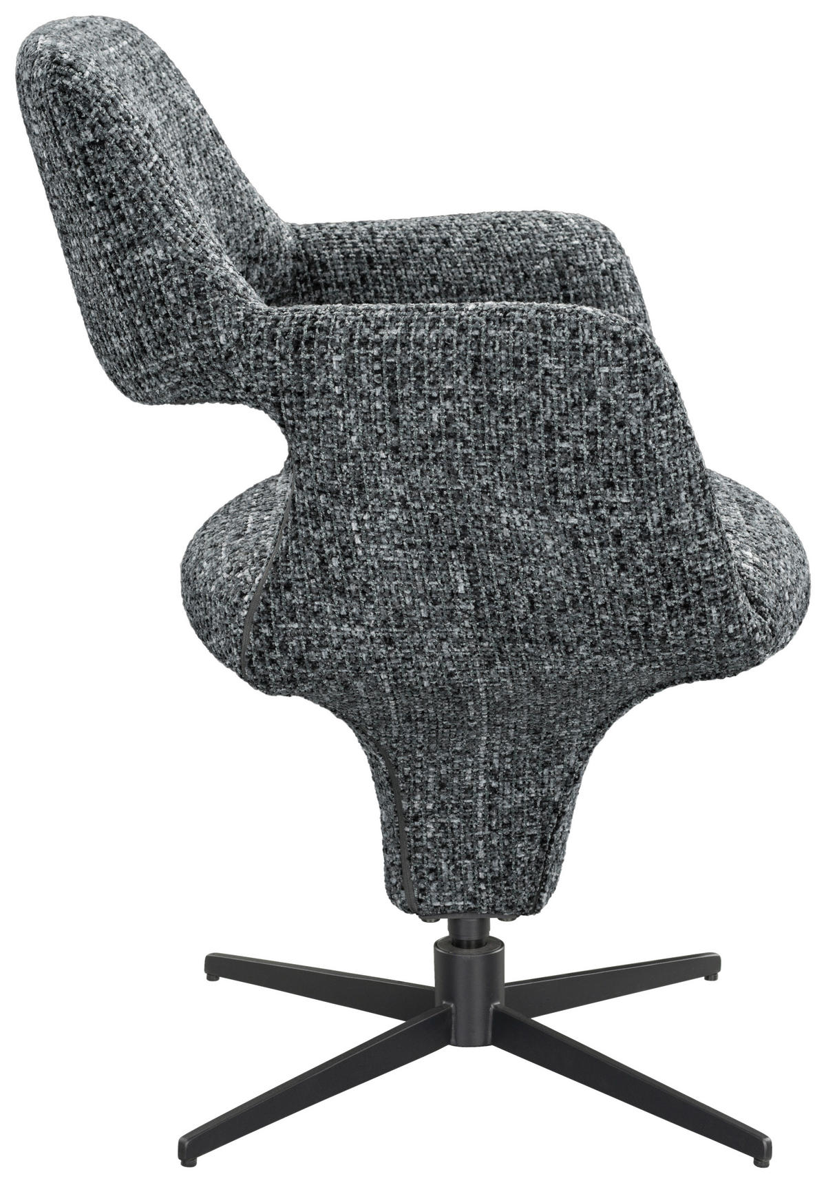 ARMLEHNSTUHL  Stoffauswahl, Sitzfläche 360° drehbar, automatische Rückholfunktion Mikrofaser  - Schwarz/Grau, Design, Textil/Metall (61/84/63cm) - Novel