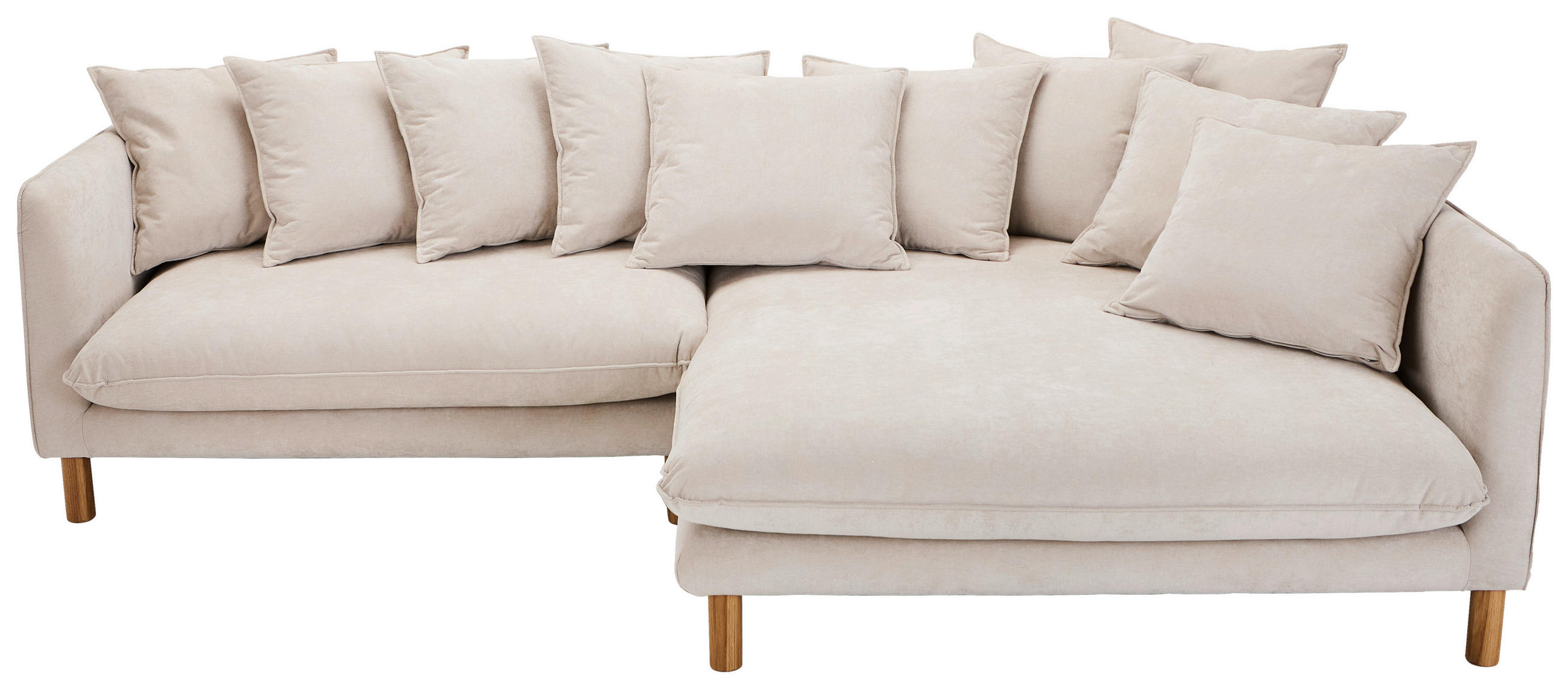 ECKSOFA Beige Chenille  - Beige/Buchefarben, KONVENTIONELL, Holz/Textil (276/162cm) - Carryhome