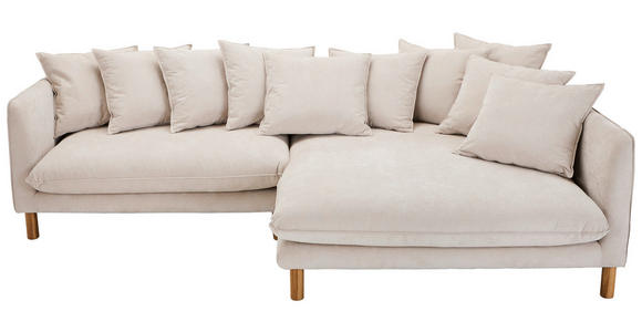 ECKSOFA Beige Chenille  inkl. Rückenkissen, Rücken echt  - Beige/Buchefarben, KONVENTIONELL, Holz/Textil (276/162cm) - Carryhome