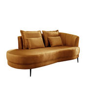 OTTOMANE in Velours Gelb  - Gelb/Schwarz, Modern, Textil/Metall (211/85/102cm) - Livetastic
