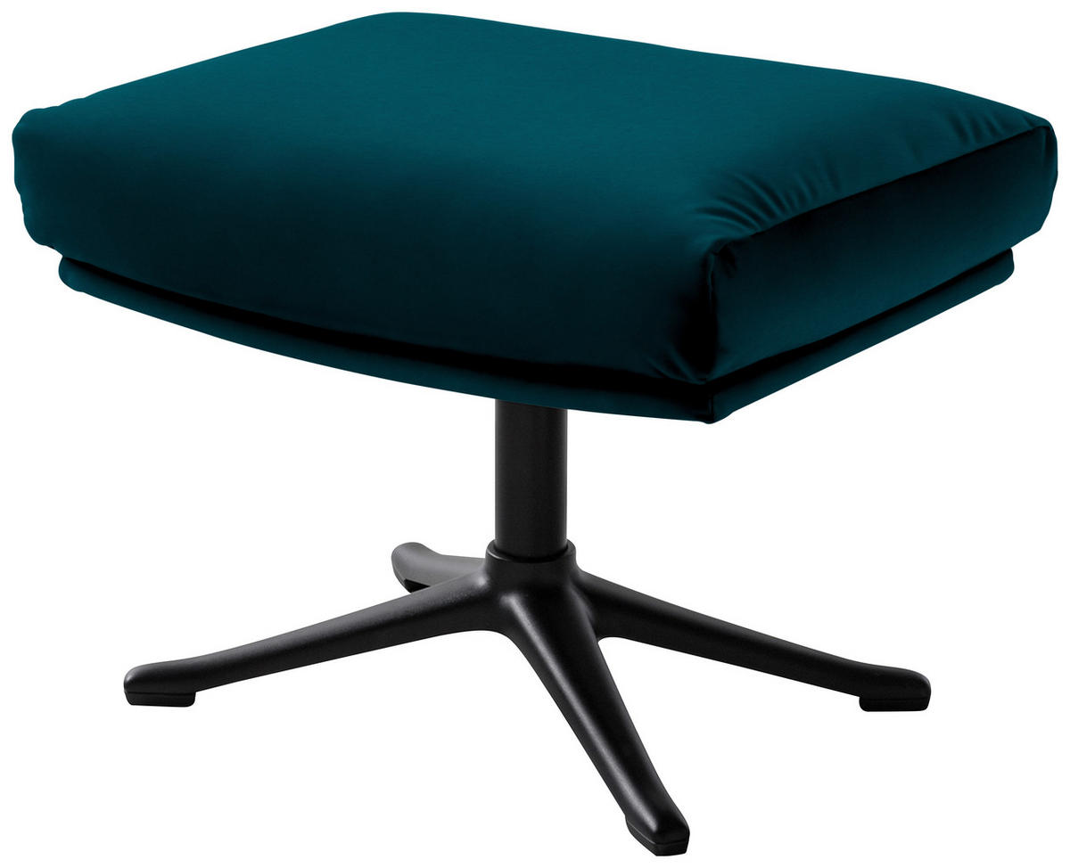 HOCKER in Textil Petrol  - Petrol/Schwarz, Design, Textil/Metall (51/37/41cm) - home24