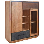 HIGHBOARD Braun, Akaziefarben, Dunkelgrau  115/130/40 cm  - Dunkelgrau/Schwarz, Trend, Glas/Holz (115/130/40cm) - Landscape