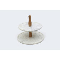 ETAGERE 2-stöckig - Weiß, Trend, Holz/Stein (30/28cm) - Ambia Home