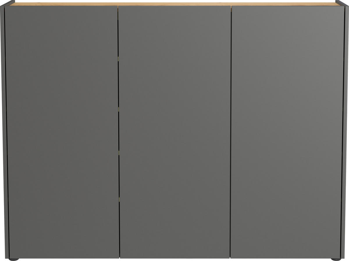 SCHUHSCHRANK Graphitfarben, Eichefarben  - Eichefarben/Schwarz, Design, Holzwerkstoff/Kunststoff (138/105/25cm)