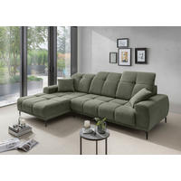 ECKSOFA NESTO Dunkelgrün Chenille Zierkissen, Kopfteilverstellung, Sitztiefenverstellung  - Dunkelgrün/Schwarz, Basics, Textil/Metall (187/292cm) - Livetastic