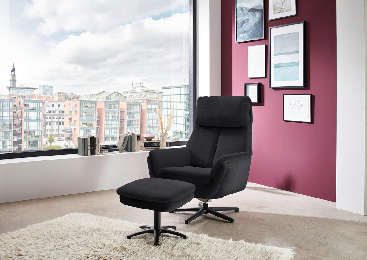 RELAXSESSEL in Textil Anthrazit  - Anthrazit/Schwarz, Design, Textil/Metall (79/108/89cm) - Beldomo Style