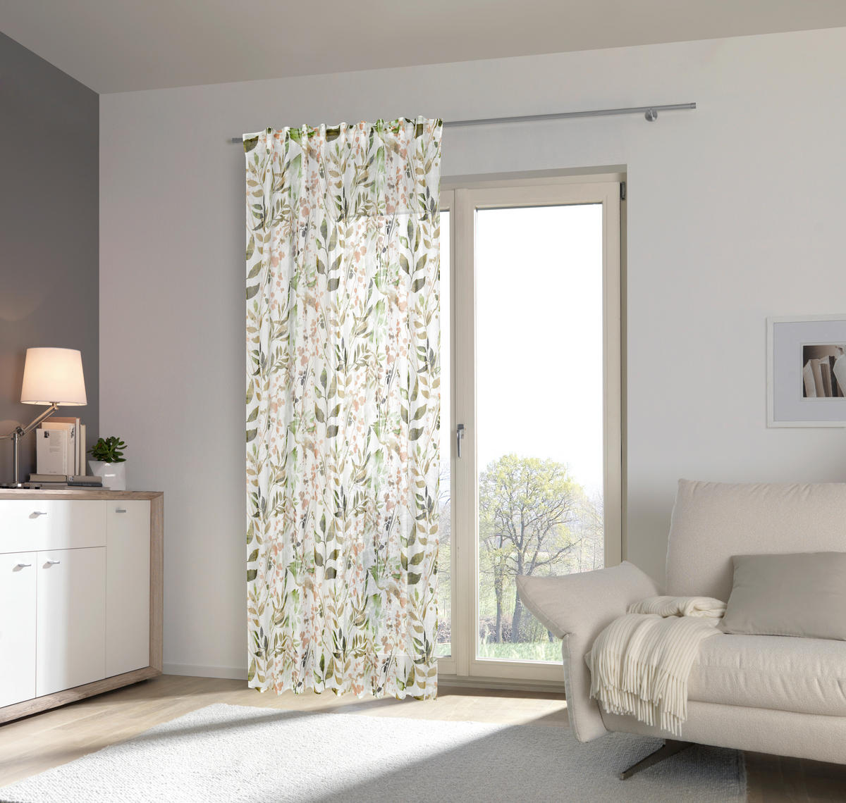 GARDINLÄNGD halvtransparent  - grön, Klassisk, textil (140/245cm) - Esposa