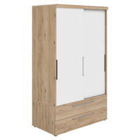  SCHIEBETÜRENSCHRANK 123,6/206,9/63,9 cm 2-türig  - Weiss/Eichefarben, Design, Holzwerkstoff/Metall (123,6/206,9/63,9cm) - Paidi