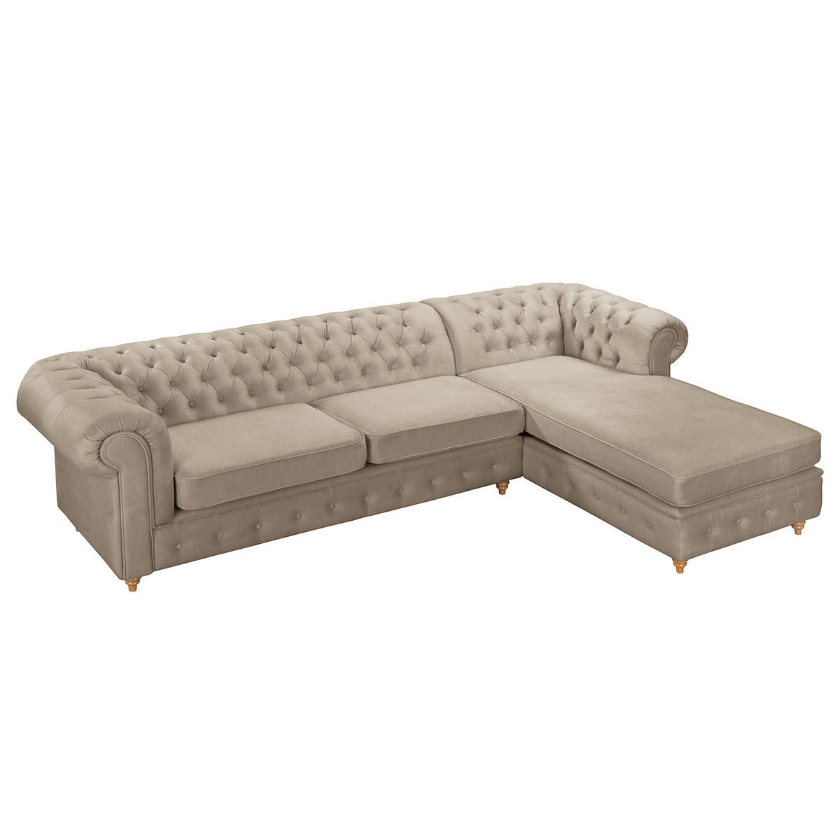 ECKSOFA Laura in Mikrofaser Taupe  284/182 cm  - Taupe/Braun, Design, Holz/Textil (284/182cm) - P & B