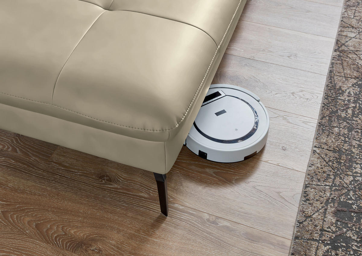 WOHNLANDSCHAFT in Echtleder Creme, Naturfarben  - Creme/Schwarz, Design, Leder/Metall (206/336/181cm) - Beldomo Speed
