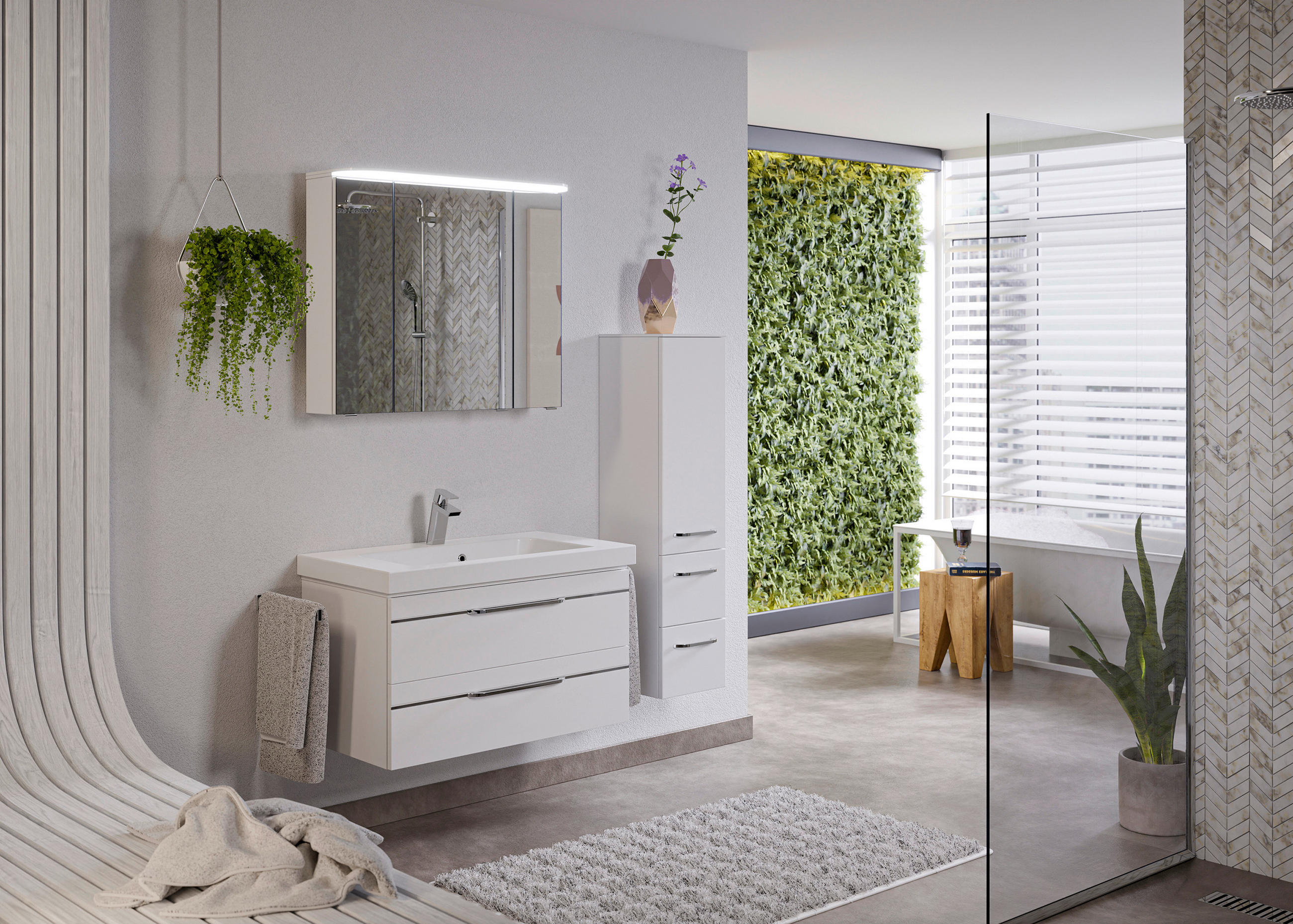 BADEZIMMER  in 122 cm  - Chromfarben/Weiß Hochglanz, KONVENTIONELL, Glas/Holzwerkstoff (122cm) - Pelipal