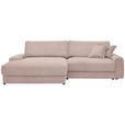 ECKSOFA in Cord Rosa  - Schwarz/Rosa, MODERN, Kunststoff/Textil (180/300cm) - Carryhome