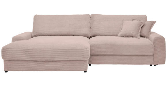 ECKSOFA in Cord Rosa  - Schwarz/Rosa, MODERN, Kunststoff/Textil (180/300cm) - Carryhome