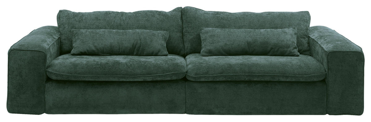 BIGSOFA VENICE in Webstoff Dunkelgrün  - Dunkelgrün/Schwarz, Basics, Kunststoff/Textil (300/80/118cm) - Livetastic
