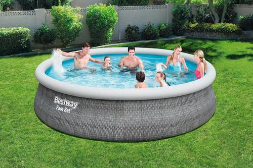 POOLSET 57372GS 457/107 cm  - Blau/Weiß, KONVENTIONELL, Kunststoff (457/107cm) - Bestway