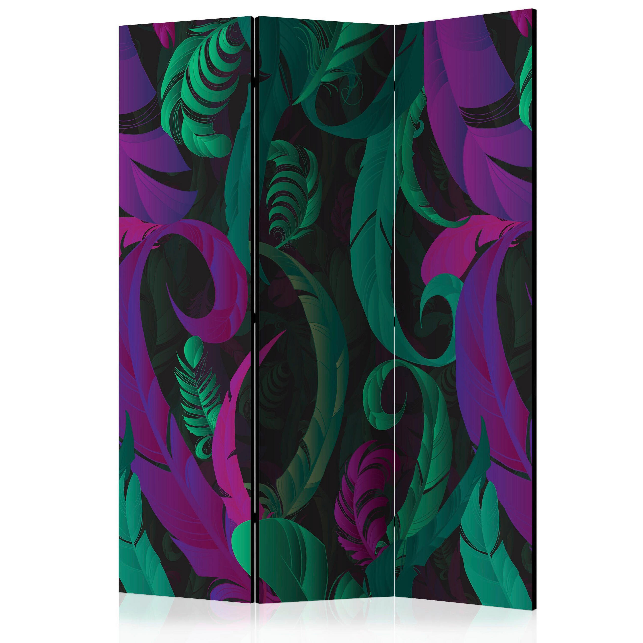 SKÄRMVÄGG  i trä, textil  grön, violett  - grön/violett, Basics, trä/textil (135/172/3cm) - artgeist