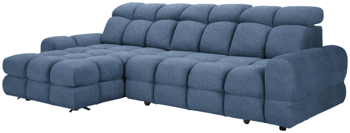 HÖRNSOFFA i velour blå  - blå/svart, Design, textil/plast (178/283cm) - Welnova