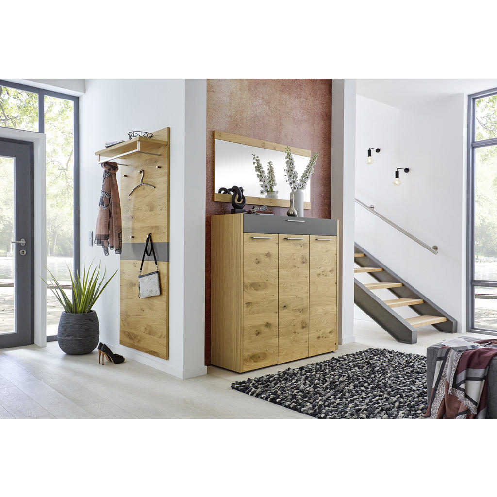 Thumbnail - Xxxl Garderobenpaneel, Grau, Eiche, Holz, Eiche, Balkeneiche, furniert, 80x183x27 cm, Made in Germany, Goldenes M, DGM-K...