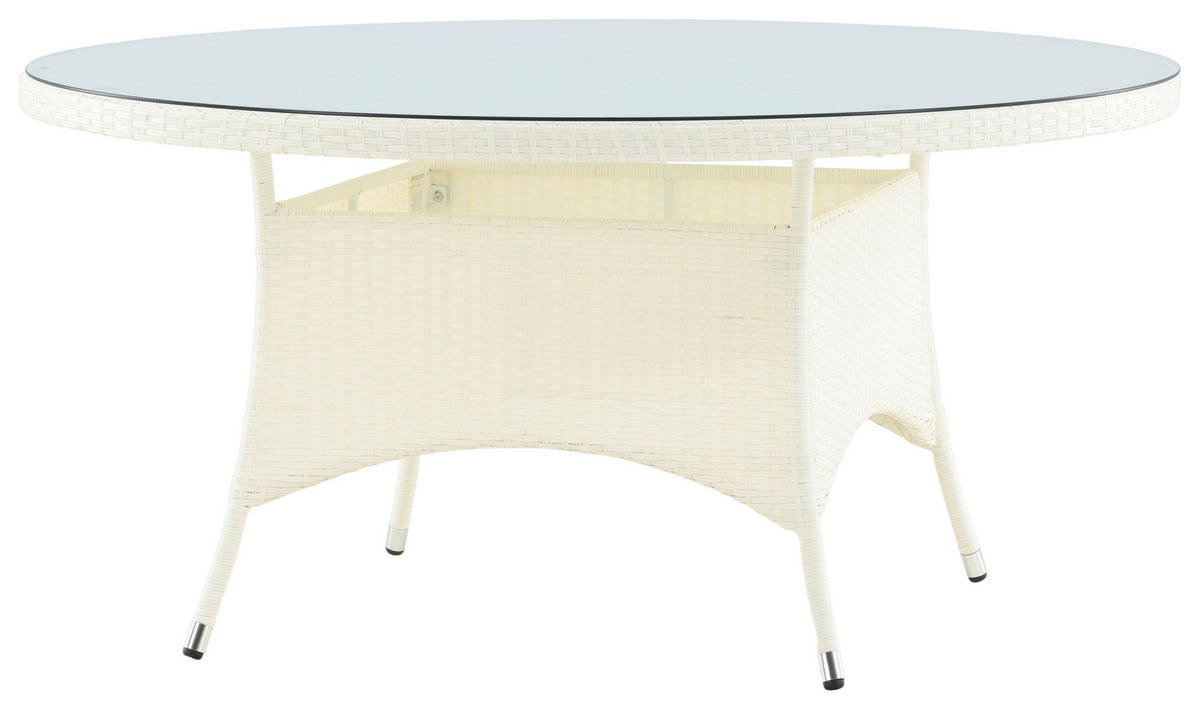 GARTENTISCH 150/150/74 cm Kunststoff rund  - Weiß, KONVENTIONELL, Glas/Kunststoff (150/150/74cm) - Gardenson