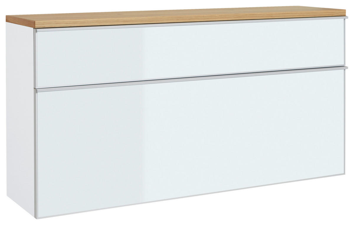 GARDEROBE 5-teilig  in 255/195/31 cm  - Weiss, Design, Glas/Holz (255/195/31cm)