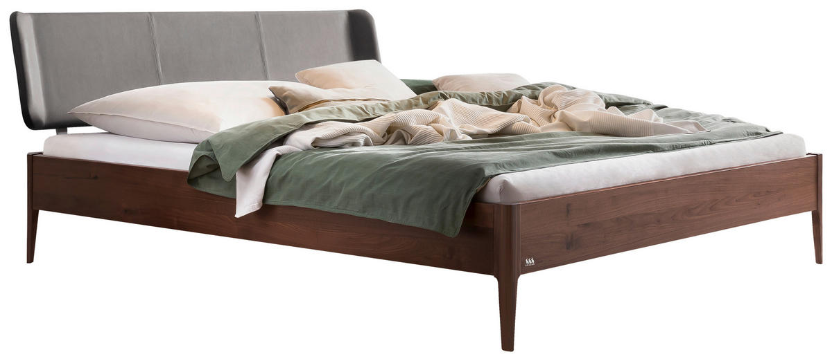 BETT 140/200 cm  in Nussbaumfarben, Dunkelgrau  - Dunkelgrau/Nussbaumfarben, MODERN, Holz/Textil (140/200cm) - Hasena