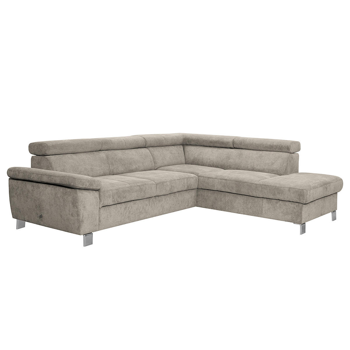 ECKSOFA Hellbraun Mikrofaser  - Chromfarben/Hellbraun, Design, Textil/Metall (248/208cm) - Livetastic