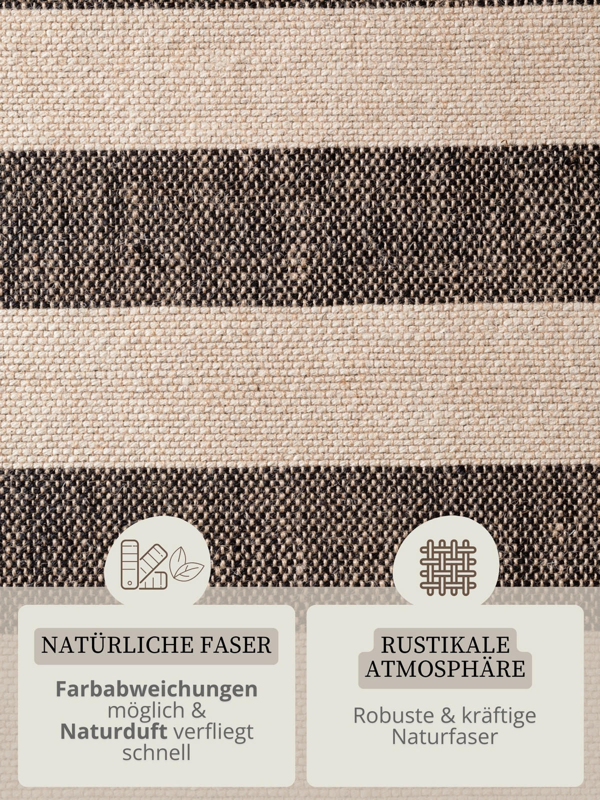 JUTETEPPICH 200/300 cm Handloom 1.0 Creme, Schwarz  - Creme/Schwarz, Basics, Textil (200/300cm) - Hanse Home