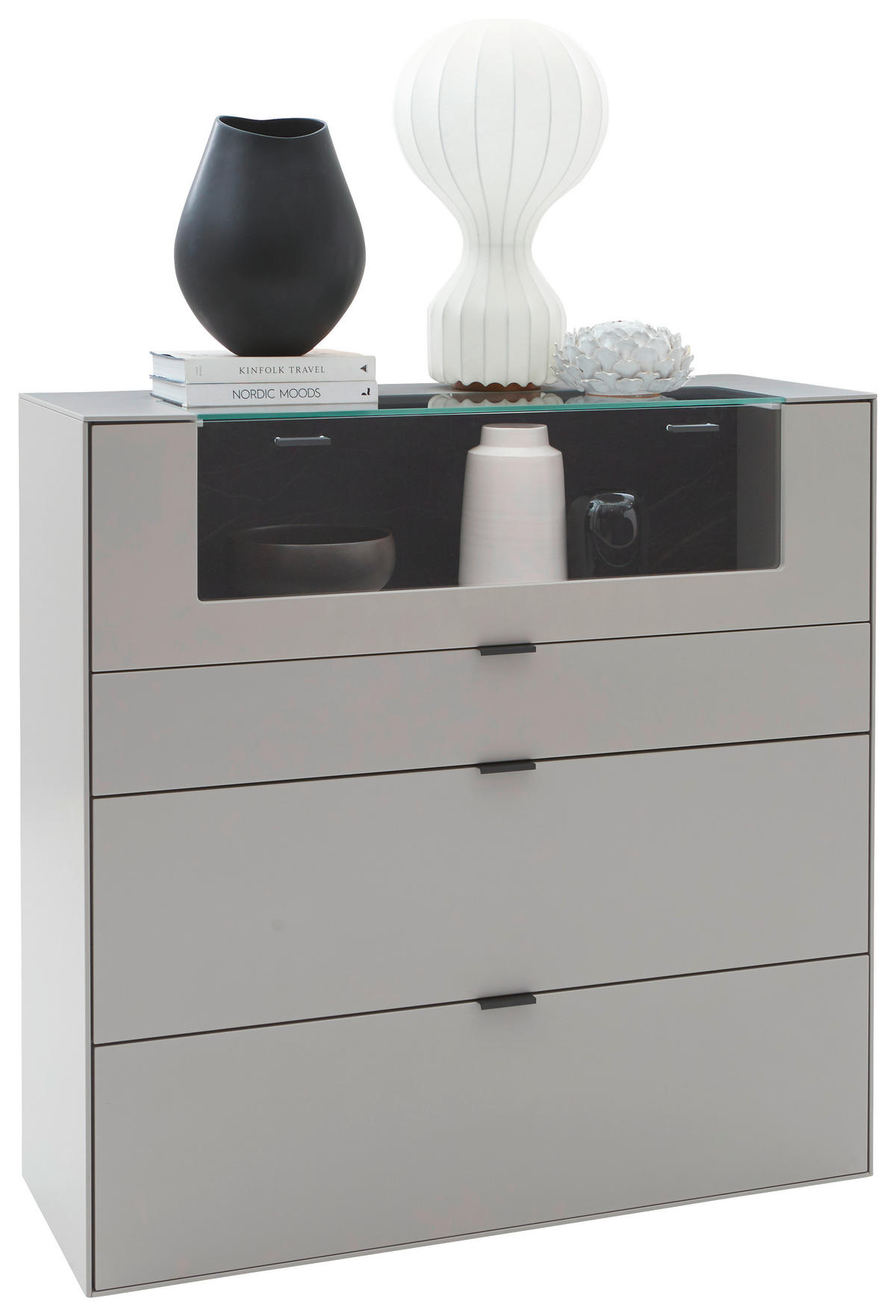 HIGHBOARD Hellgrau  121,9/121,5/45,2 cm  - Hellgrau/Schwarz, Design, Glas/Keramik (121,9/121,5/45,2cm) - Dieter Knoll