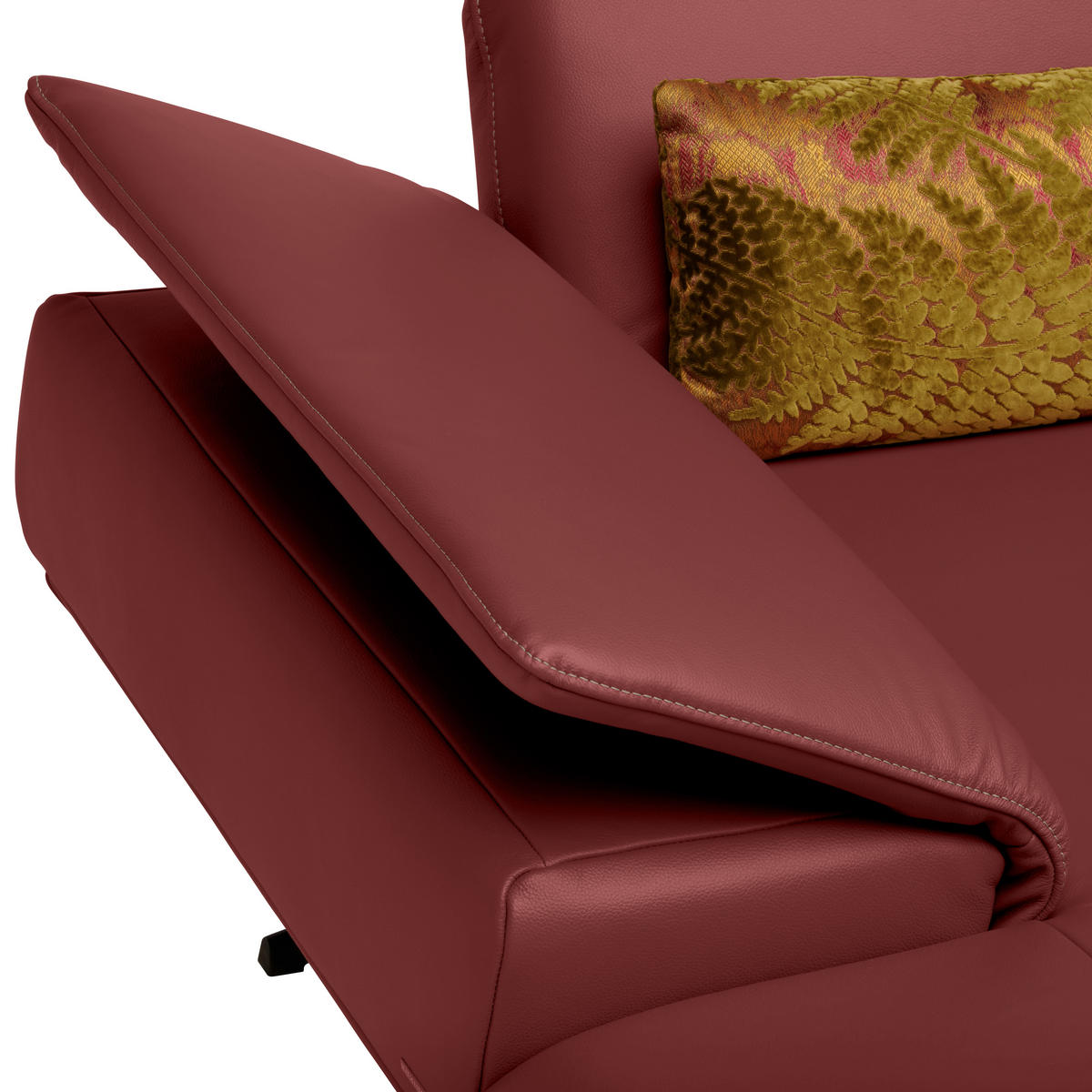 ECKSOFA in Echtleder Weinrot  - Beige/Weinrot, Design, Leder/Metall (150/242cm) - Koinor