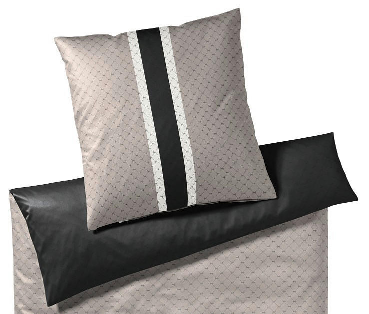 OBOJESTRANSKA POSTELJNINA SIGNATURE 200/200 cm mako saten barve grafita, bež - barve grafita/bež, Konvencionalno, tekstil/naravni materiali (200/200cm) - Joop!