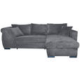 ECKSOFA Dunkelgrau Cord  - Dunkelgrau/Schwarz, KONVENTIONELL, Textil/Metall (258/168cm) - Carryhome