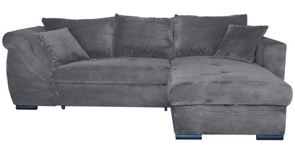 ECKSOFA Dunkelgrau Cord  - Dunkelgrau/Schwarz, KONVENTIONELL, Textil/Metall (258/168cm) - Carryhome