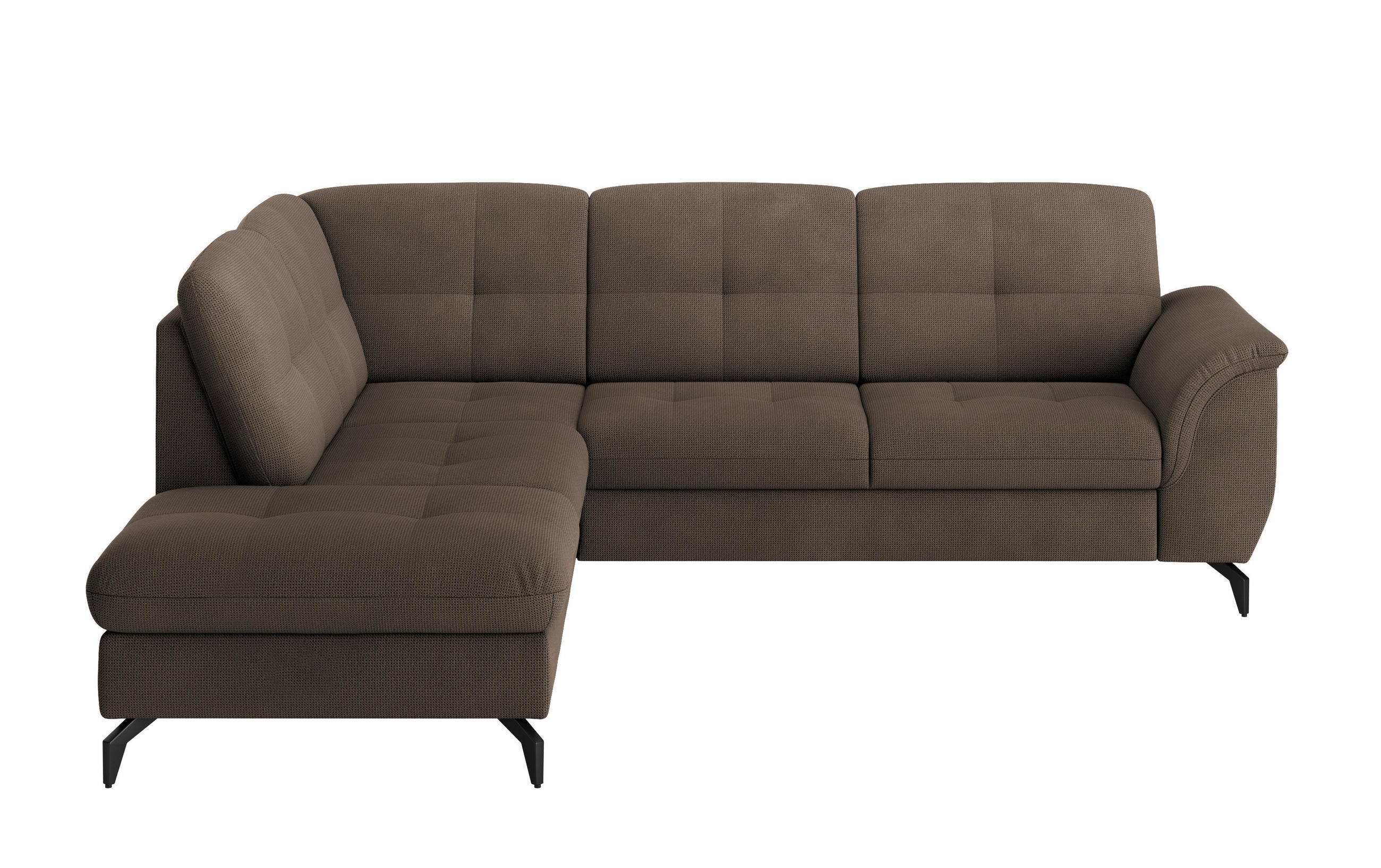 ECKSOFA ZORA E Dunkelbraun Flachgewebe  - Dunkelbraun/Schwarz, MODERN, Textil/Metall (212/244cm) - Sit & More