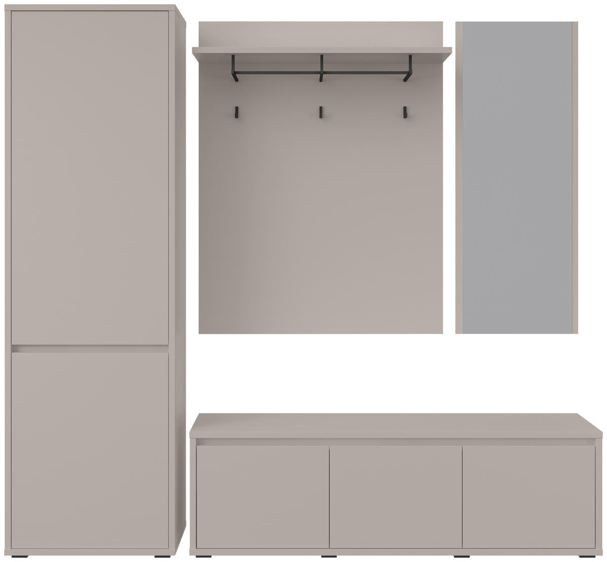 GARDEROBENBANK Liv  in 145,1/50,1/33,8 cm  - Kaschmir/Schwarz, KONVENTIONELL (145,1/50,1/33,8cm) - Xora