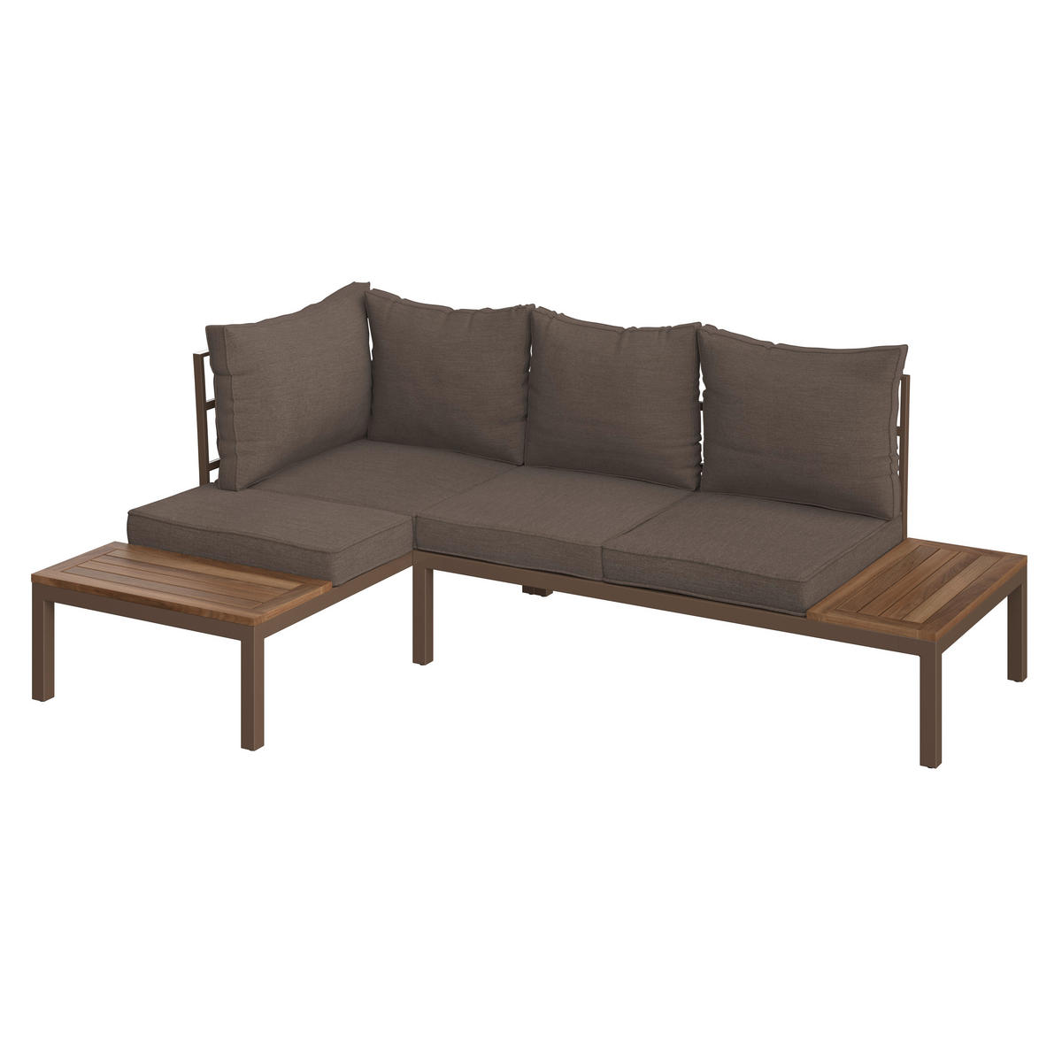 LOUNGEGARNITUR  138/207 cm  Akazie vollmassiv Stahl  - Naturfarben/Braun, MODERN, Holz/Metall (138/207cm) - Ambia Garden
