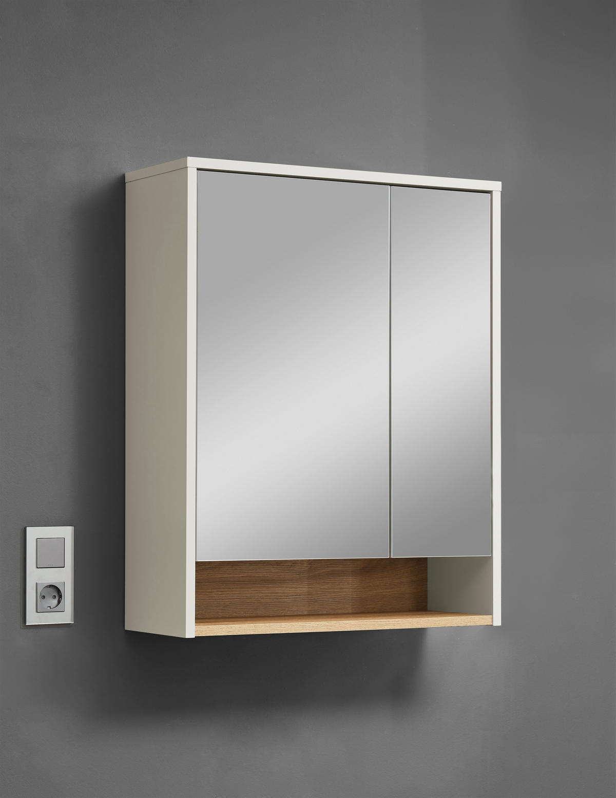 SPIEGELSCHRANK 60/75/22 cm  - Kaschmir/Eichefarben, MODERN, Glas/Holzwerkstoff (60/75/22cm) - MID.YOU