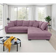 ECKSOFA Lila Cord Rückenkissen, Armlehnenkissen, Bettkasten, Schlaffunktion, Rücken echt, Liegefläche im Originalstoff  - Lila/Schwarz, KONVENTIONELL, Kunststoff/Textil (304/212cm) - Carryhome