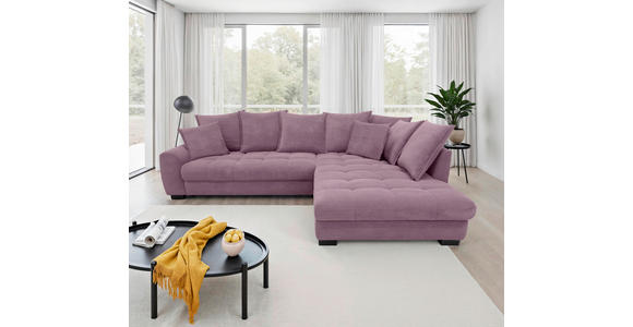 ECKSOFA Lila Cord Rückenkissen, Armlehnenkissen, Bettkasten, Schlaffunktion, Rücken echt, Liegefläche im Originalstoff  - Lila/Schwarz, KONVENTIONELL, Kunststoff/Textil (304/212cm) - Carryhome