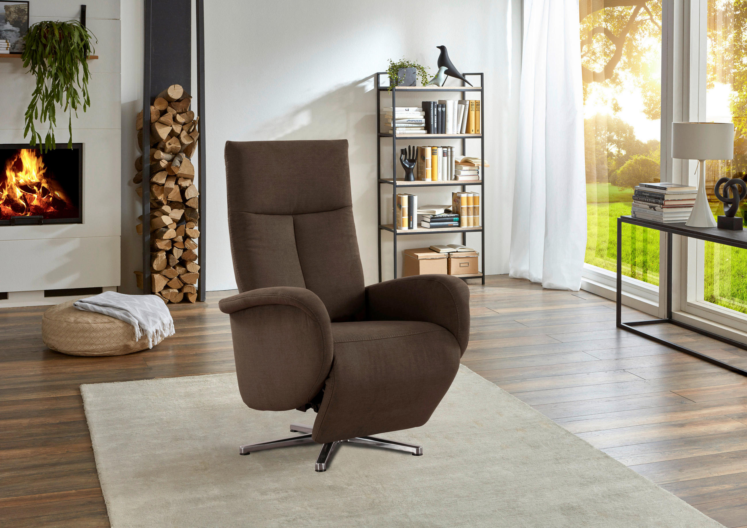 DREHSTUHL Flachgewebe Dunkelbraun  - Chromfarben/Dunkelbraun, KONVENTIONELL, Textil/Metall (75/112/82cm) - Sit & More