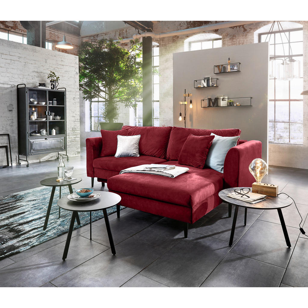 Thumbnail - Ti'me Ecksofa, Rot, Textil, Buche, massiv, Uni, 3-Sitzer, Füllung: Schaumstoff, Ottomane rechts, L-Form, links montierba...