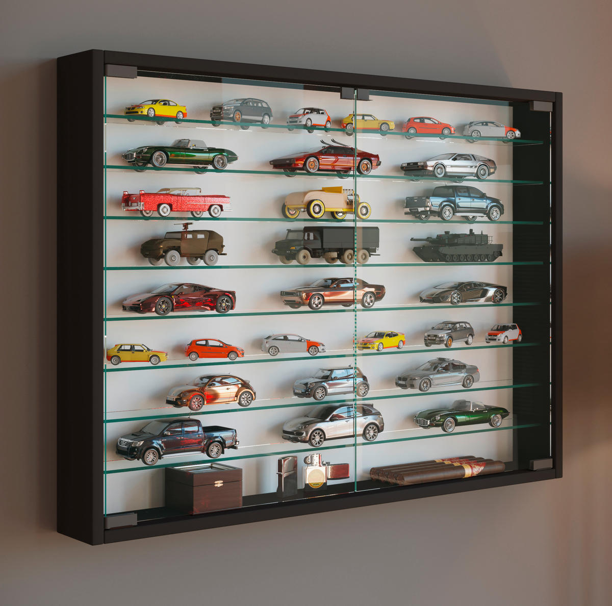 HÄNGEVITRINE in Schwarz  - Schwarz, Modern, Glas/Holzwerkstoff (80/60/10cm) - MID.YOU