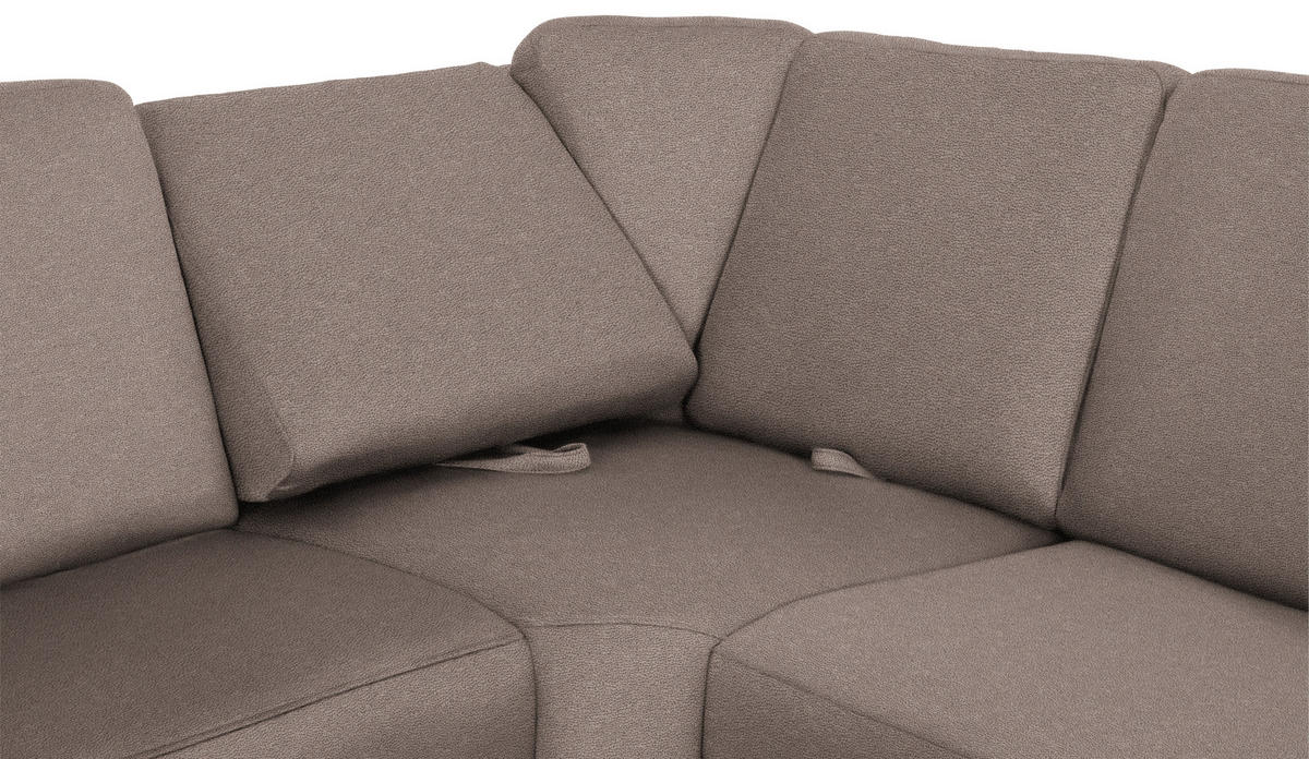 WOHNLANDSCHAFT in Flachgewebe Graubraun  - Chromfarben/Graubraun, KONVENTIONELL, Textil/Metall (163/330/240cm) - Beldomo System