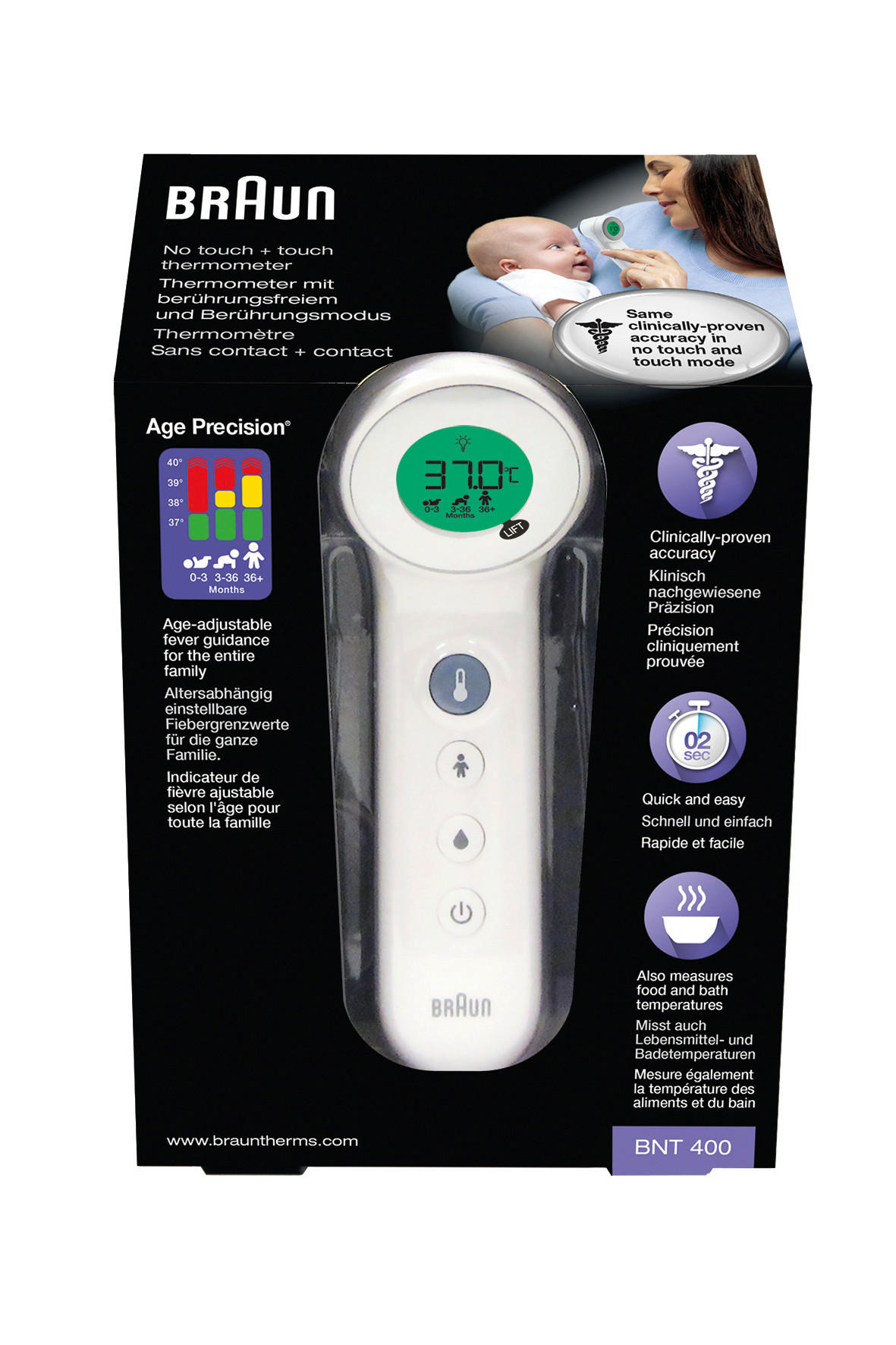 STIRNTHERMOMETER  - Weiß, Basics (13,5/22/65cm)