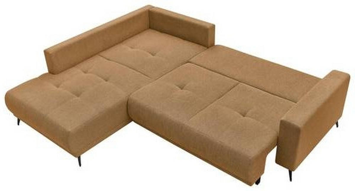ECKSOFA RAFAEL Rostfarben Struktur Rückenkissen, Bettkasten  - Rostfarben/Schwarz, Design, Textil/Metall (218/269cm) - P & B