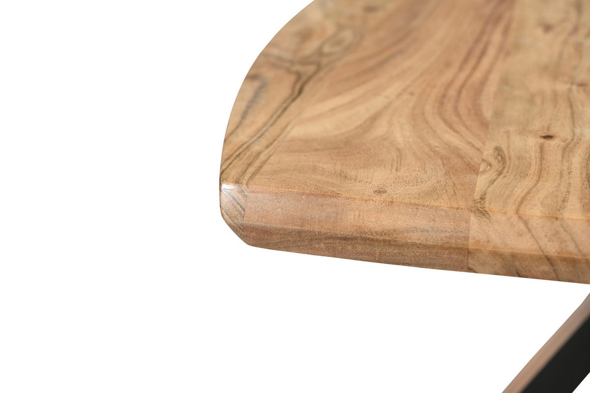 COUCHTISCH Akazie Hartholz 110/70/45 cm bootsförmig Schwarz, Akaziefarben  - Schwarz/Akaziefarben, Design, Holz/Metall (110/70/45cm) - Livetastic