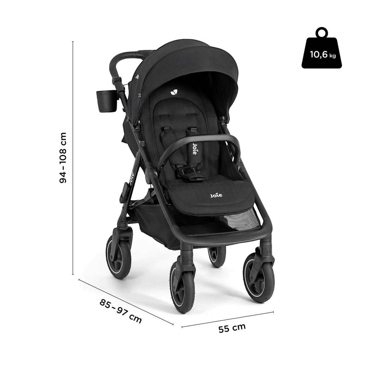 KINDERWAGENSET Joie Mydrift Bundle  - Schwarz, Basics, Textil/Metall (58,5/108/97cm) - Joie