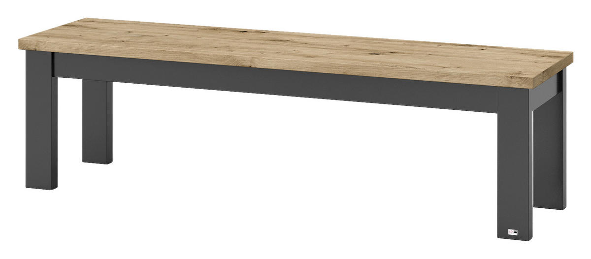 SITZBANK 160/45/43 cm Graphitfarben, Eiche Artisan  - Graphitfarben/Eiche Artisan, Design (160/45/43cm) - SetOne by Musterring