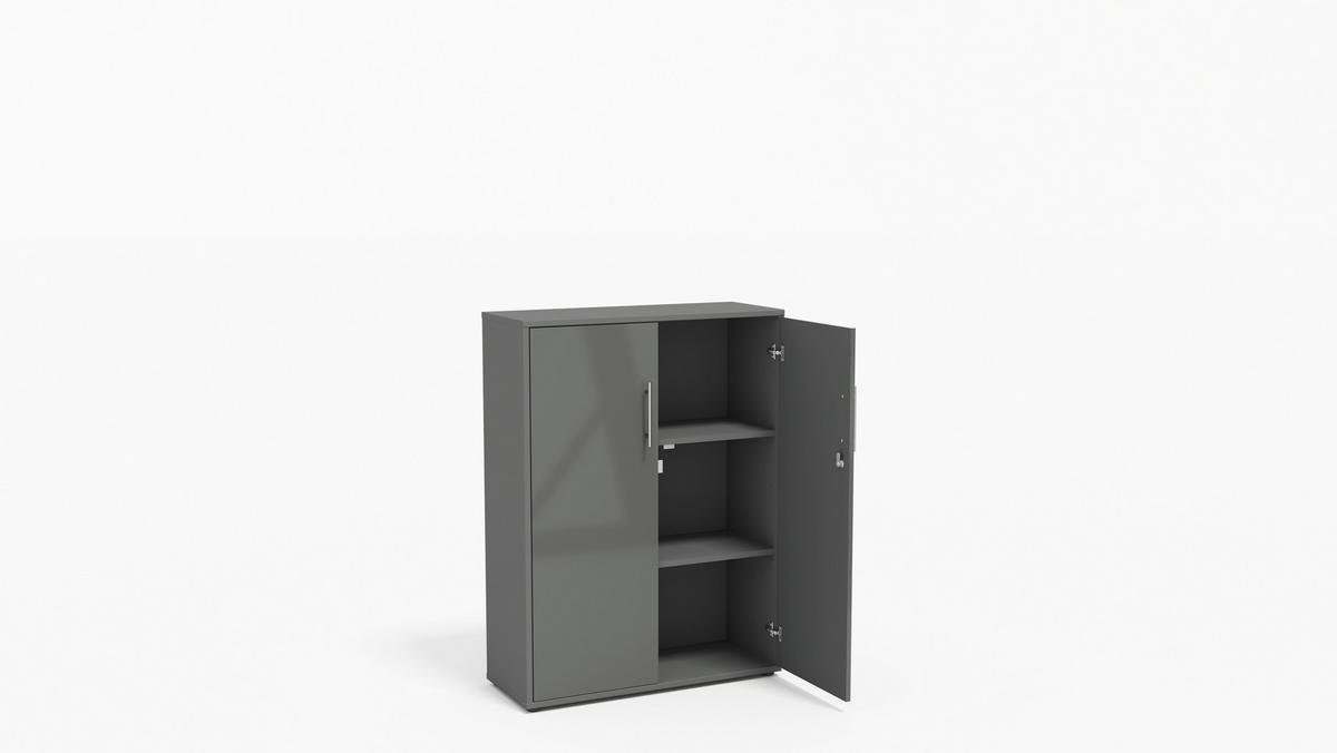 AKTENSCHRANK Anthrazit  - Anthrazit/Anthrazit Hochglanz, MODERN, Holzwerkstoff (128,5/185,6/33cm) - MID.YOU