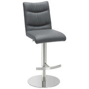 BARHOCKER in Edelstahlfarben, Grau - Edelstahlfarben/Grau, Design, Leder/Metall (42/87,5-113/55cm) - Novel