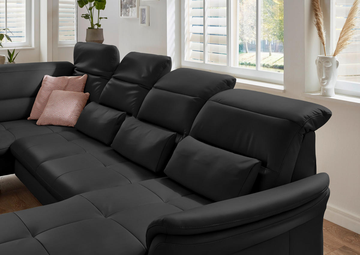 WOHNLANDSCHAFT in Echtleder Dunkelbraun  - Dunkelbraun/Schwarz, Design, Leder/Metall (206/336/181cm) - Beldomo Speed